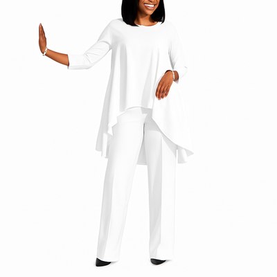 Selene – Elegant Two-Piece Set with Long Loose Blouse & Matching Trousers