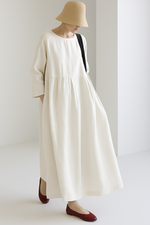 Amalia – Apricot Cotton Dresses With Pockets And Patchwork For Spring