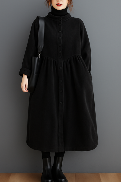 Lysandra – Cinched Blackish Green Corduroy Coat