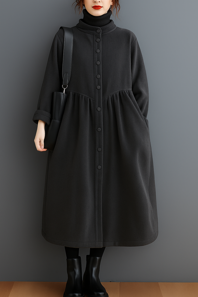 Lysandra – Cinched Blackish Green Corduroy Coat