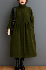 Lysandra – Cinched Blackish Green Corduroy Coat