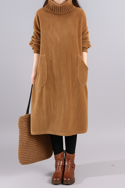 Lavelle – Thick Corduroy Turtle Neck Dress