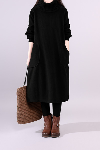 Lavelle – Thick Corduroy Turtle Neck Dress