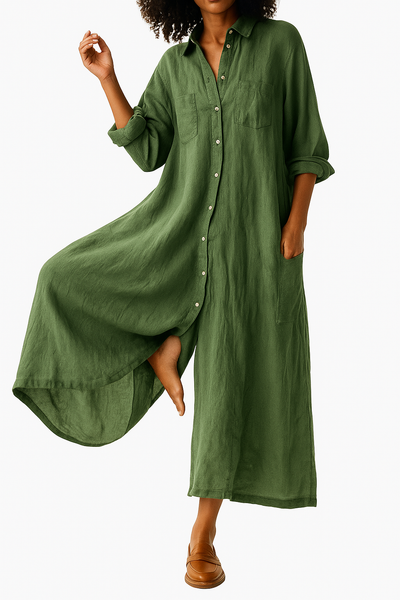Capucine - Long Flowy Cotton Kaftan Dress with Pockets