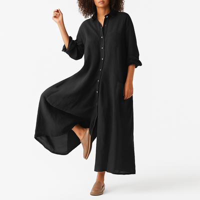 Capucine - Long Flowy Cotton Kaftan Dress with Pockets