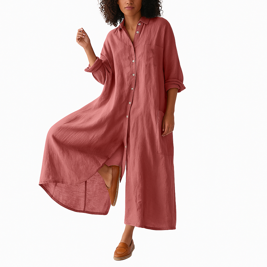 Capucine - Long Flowy Cotton Kaftan Dress with Pockets
