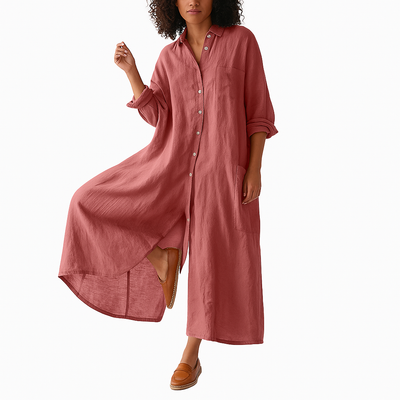 Capucine - Long Flowy Cotton Kaftan Dress with Pockets