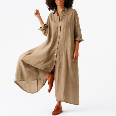 Capucine - Long Flowy Cotton Kaftan Dress with Pockets