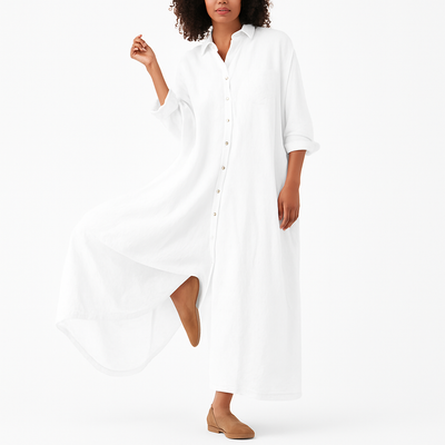 Capucine - Long Flowy Cotton Kaftan Dress with Pockets