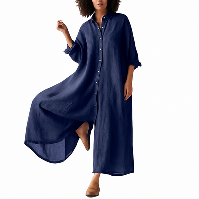 Capucine - Long Flowy Cotton Kaftan Dress with Pockets