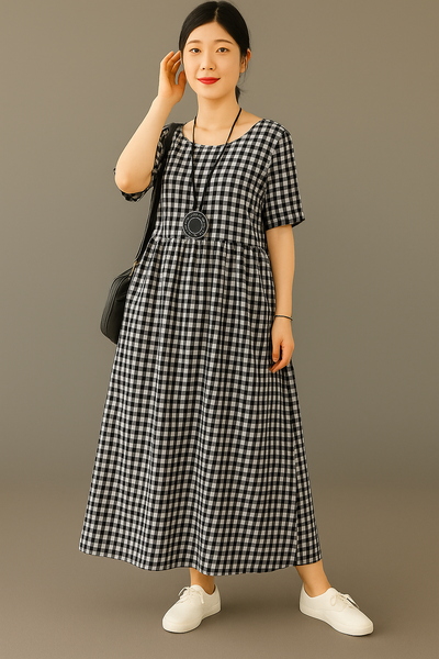 Pascale – Patchwork Linen Quilting Dress