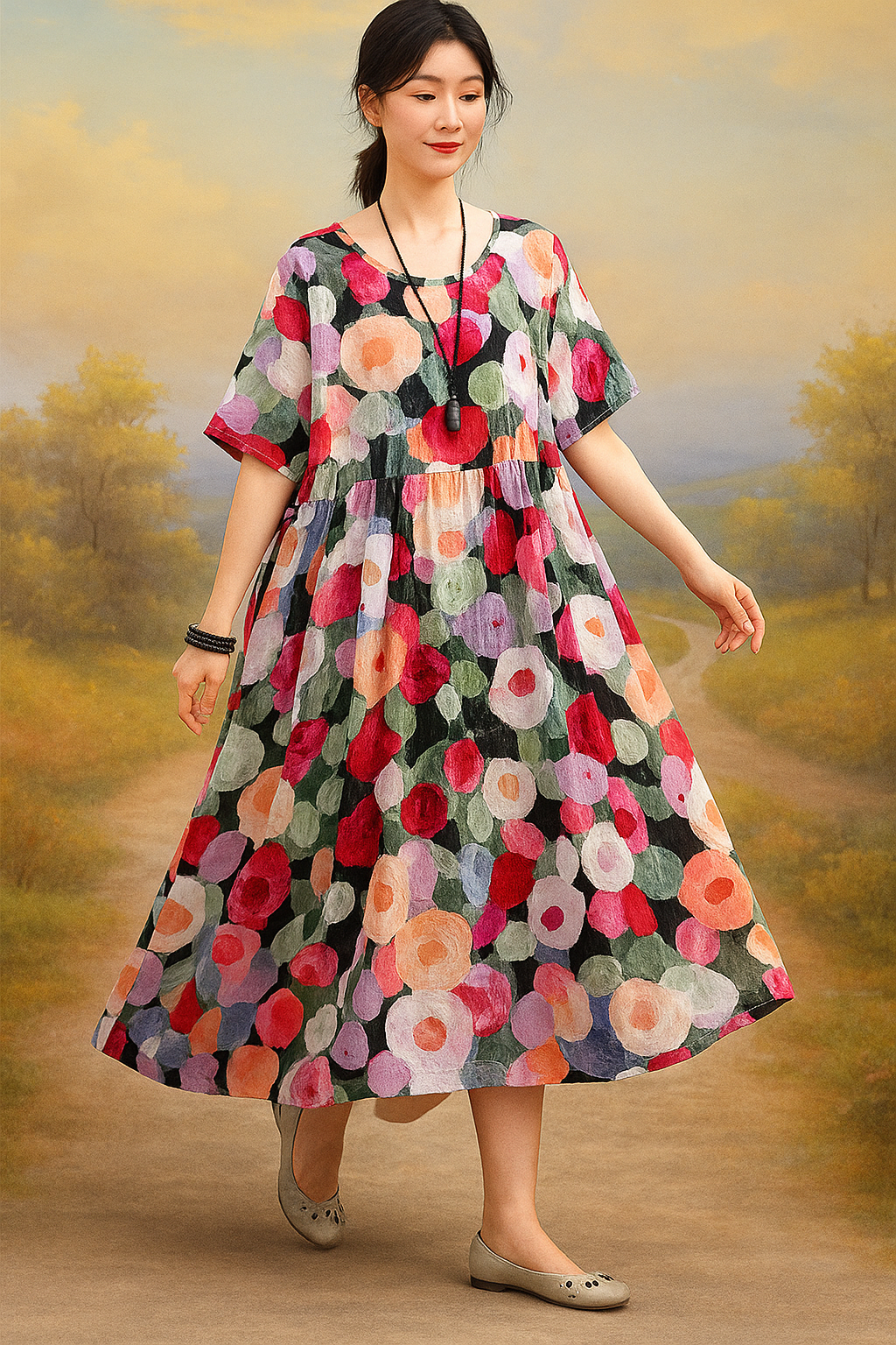 Nicasia – Bohemian Floral Maxi Dress