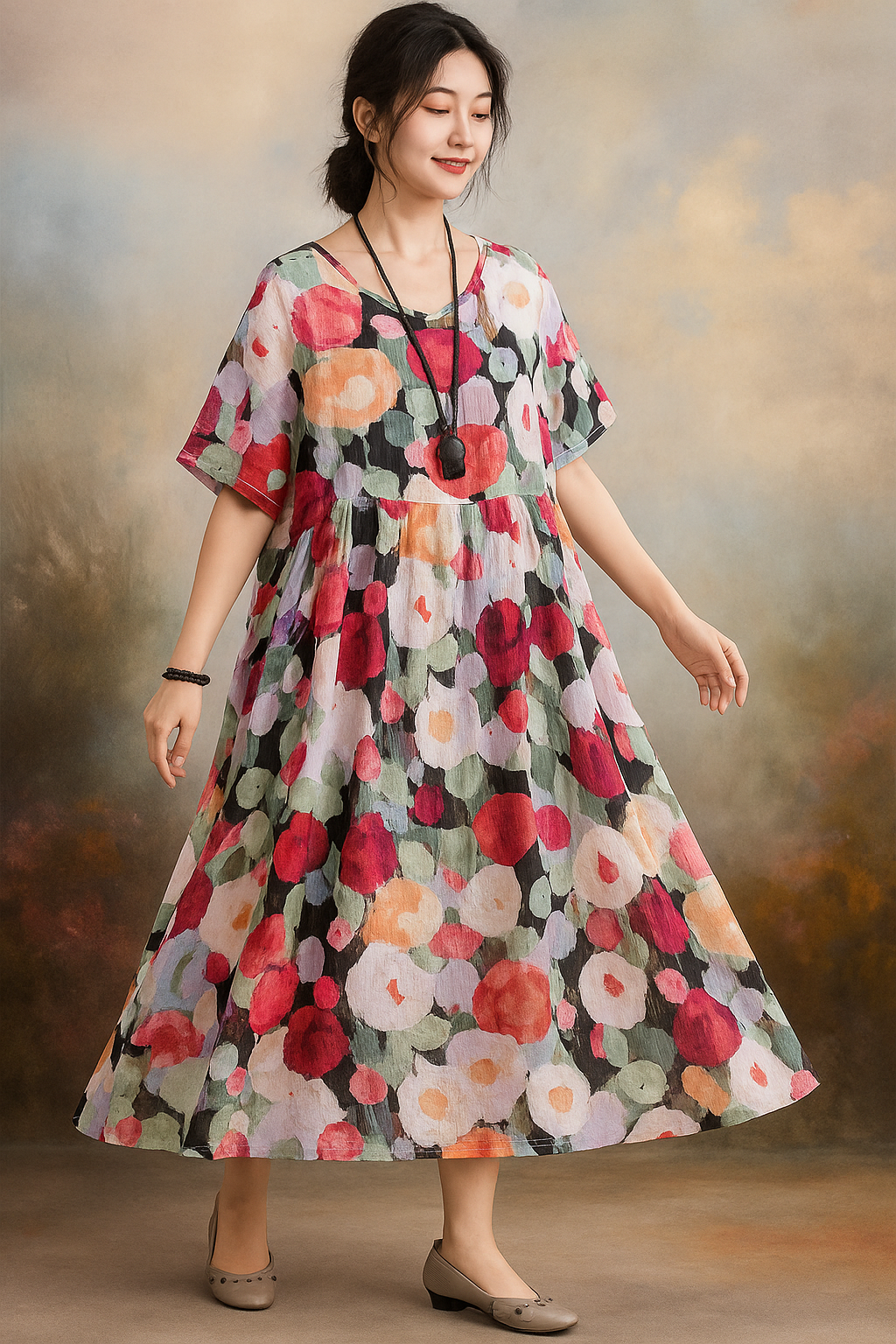 Nicasia – Bohemian Floral Maxi Dress