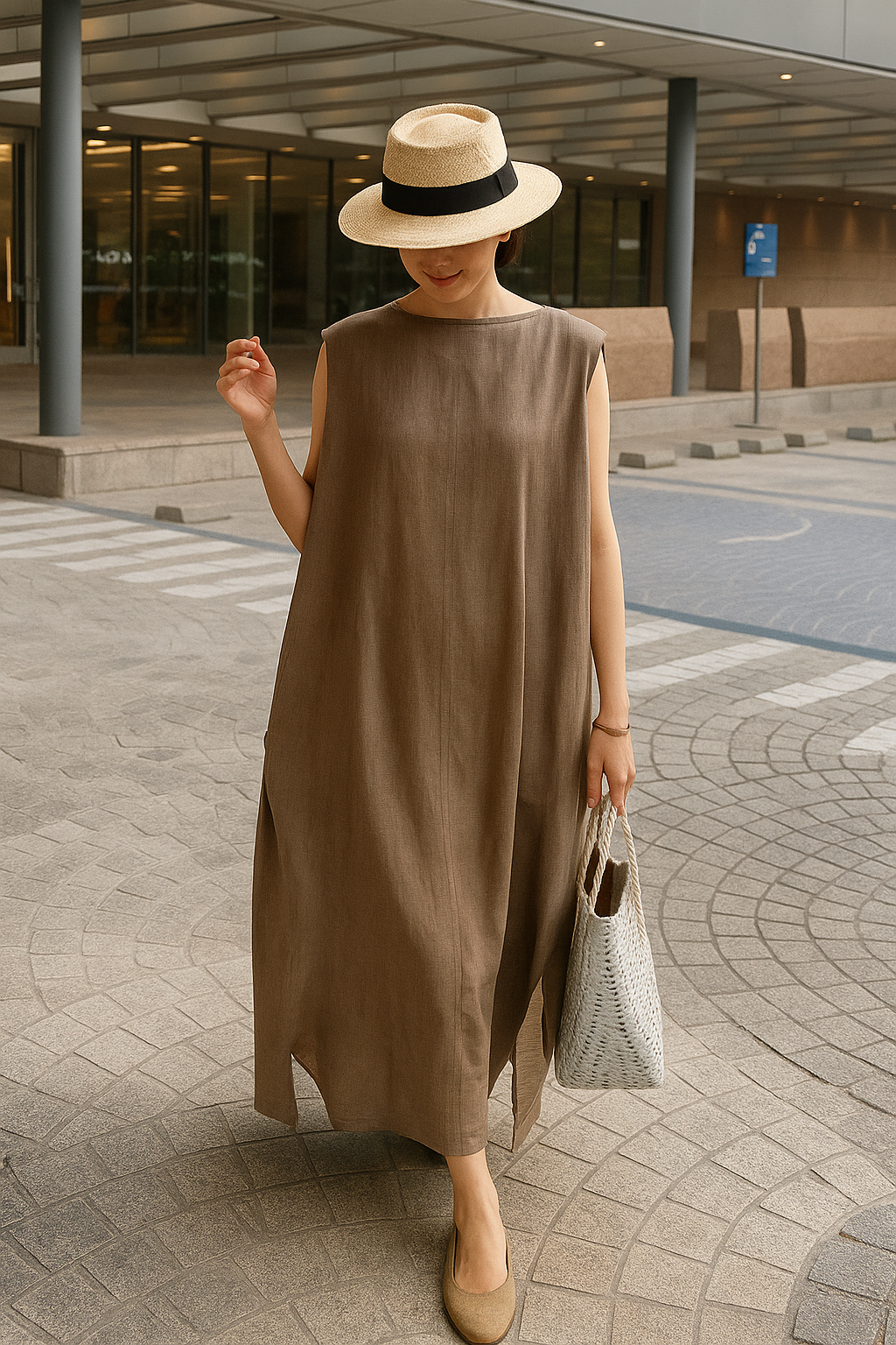 Ursuline – Bohemian O Neck Linen Cotton Dress