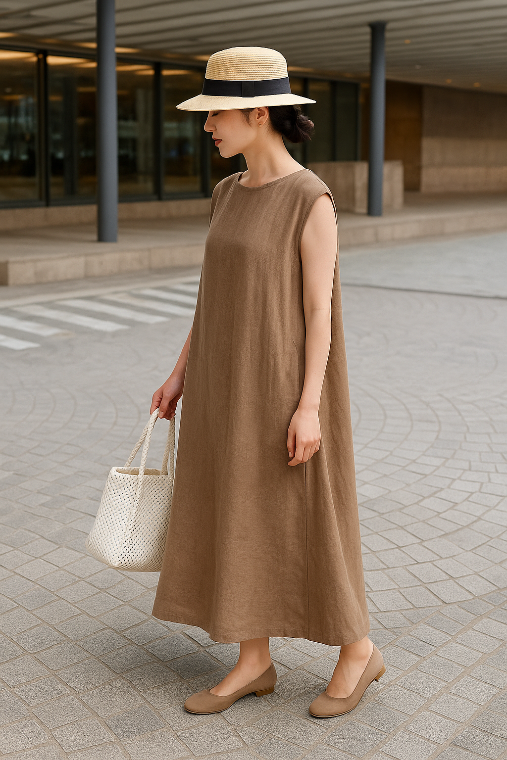 Ursuline – Bohemian O Neck Linen Cotton Dress