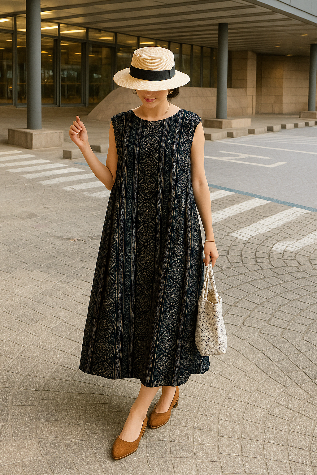 Ursuline – Bohemian O Neck Linen Cotton Dress