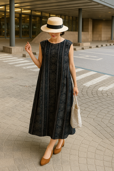 Ursuline – Bohemian O Neck Linen Cotton Dress