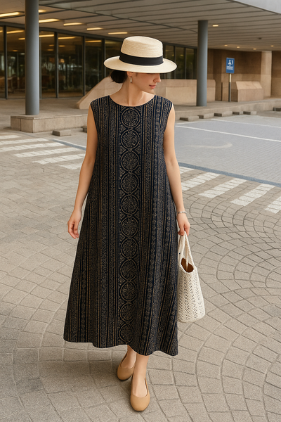 Ursuline – Bohemian O Neck Linen Cotton Dress