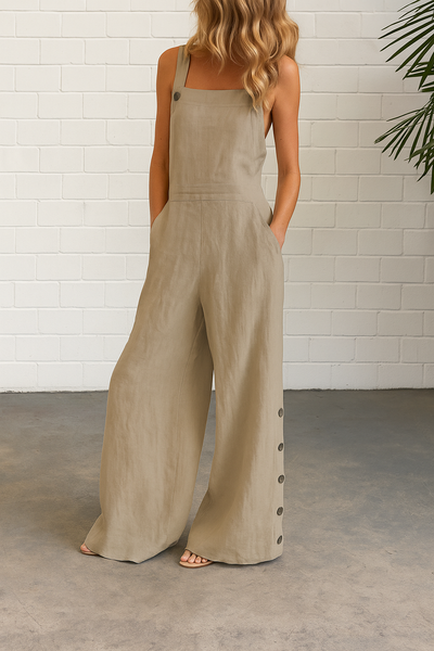 Kaelene - Backless Wide-Leg Summer Jumpsuit with Relaxed Flowy Fit