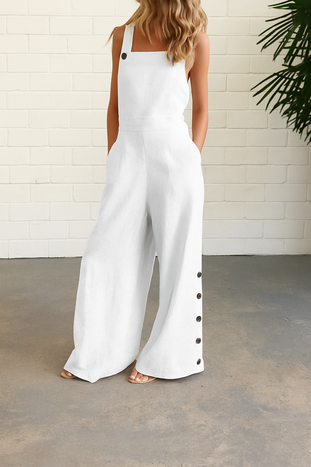 Kaelene - Backless Wide-Leg Summer Jumpsuit with Relaxed Flowy Fit