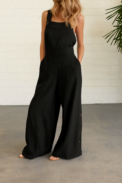 Kaelene - Backless Wide-Leg Summer Jumpsuit with Relaxed Flowy Fit