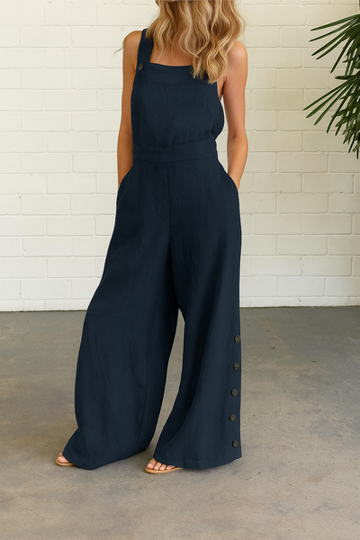 Kaelene - Backless Wide-Leg Summer Jumpsuit with Relaxed Flowy Fit
