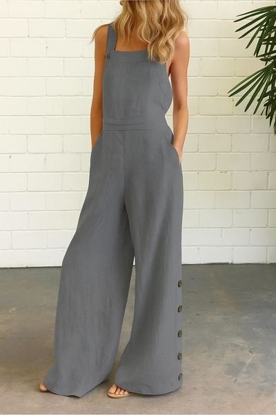 Kaelene - Backless Wide-Leg Summer Jumpsuit with Relaxed Flowy Fit