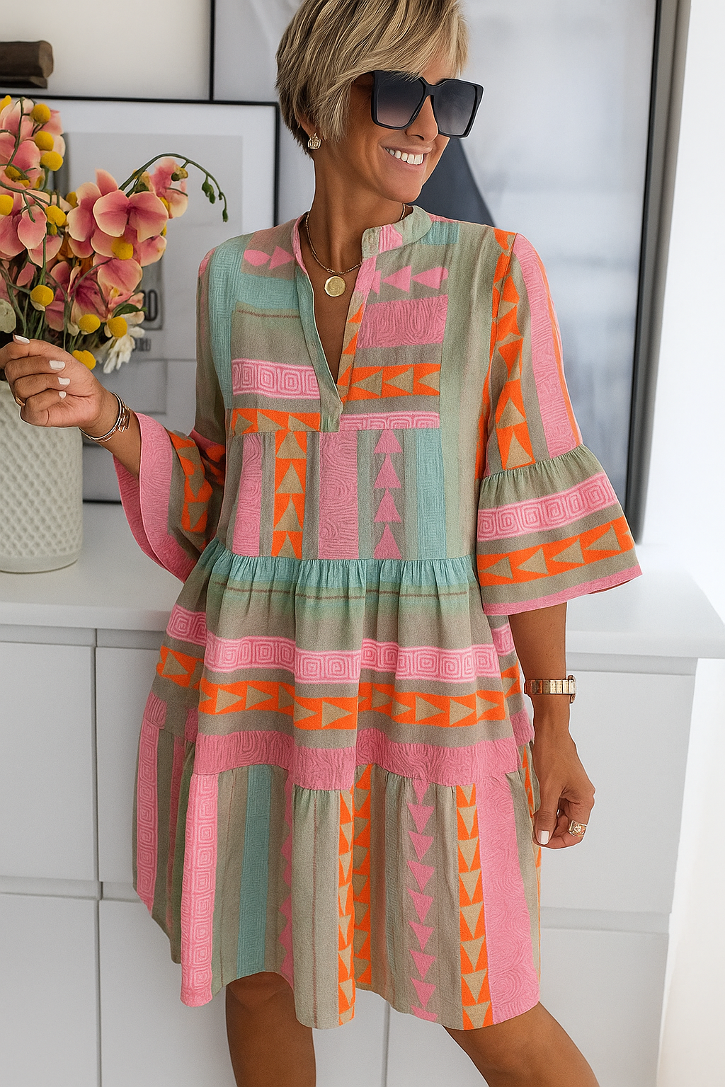 Xaviera– Elegant V-Neck Summer Dress