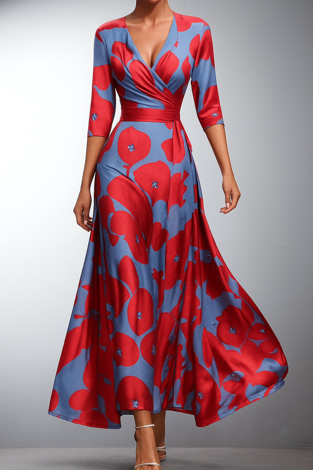 Ione – Classic Floral V-Neck Maxi Dress