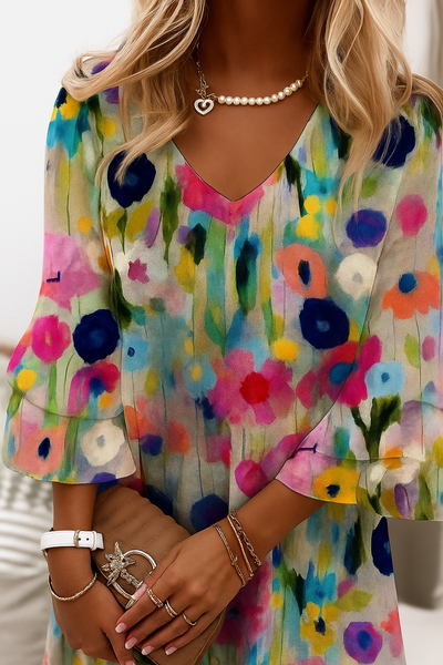 Nerissa – Floral Print V-Neck Mini Dress