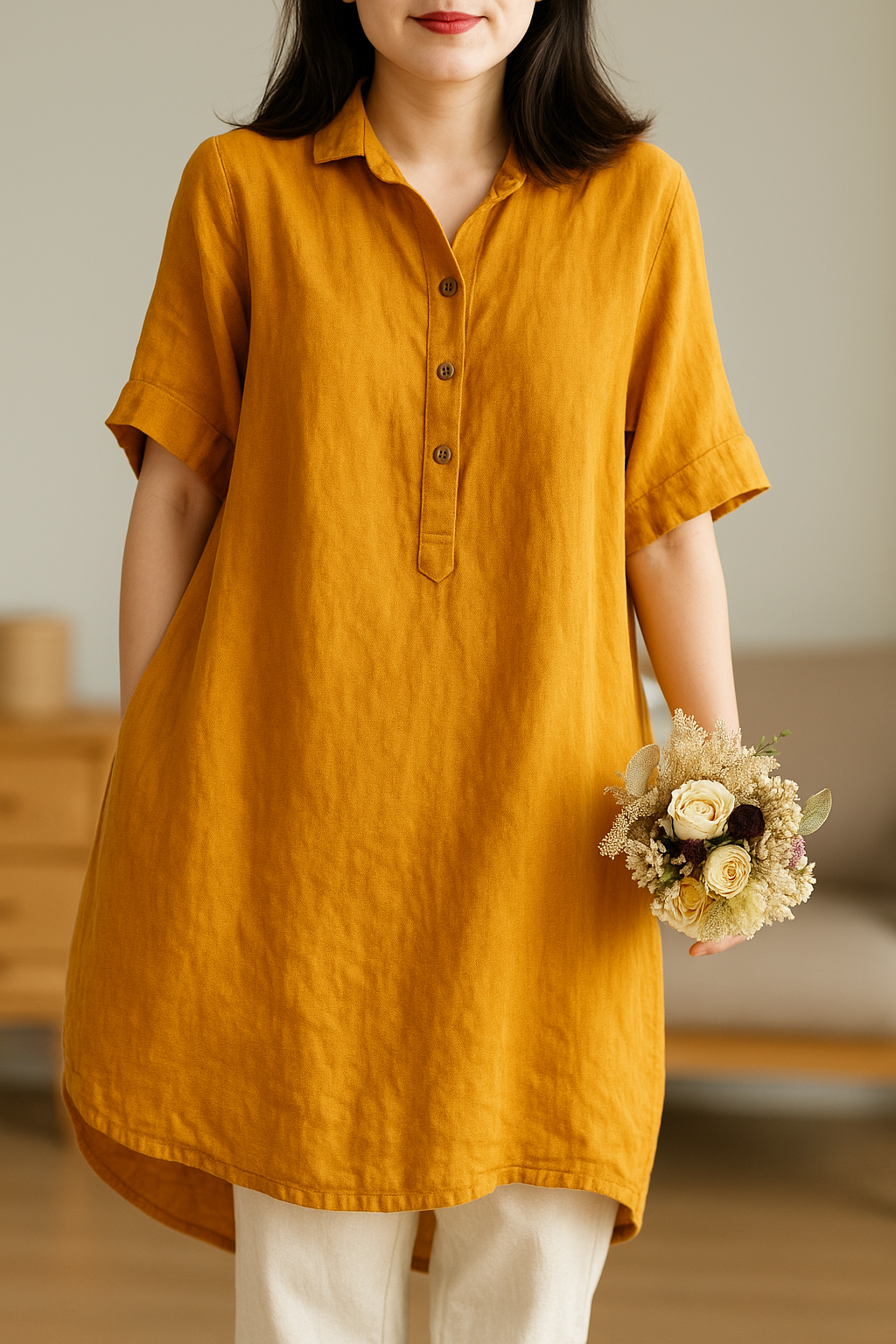 Allegra – Linen Casual Shirt Dress