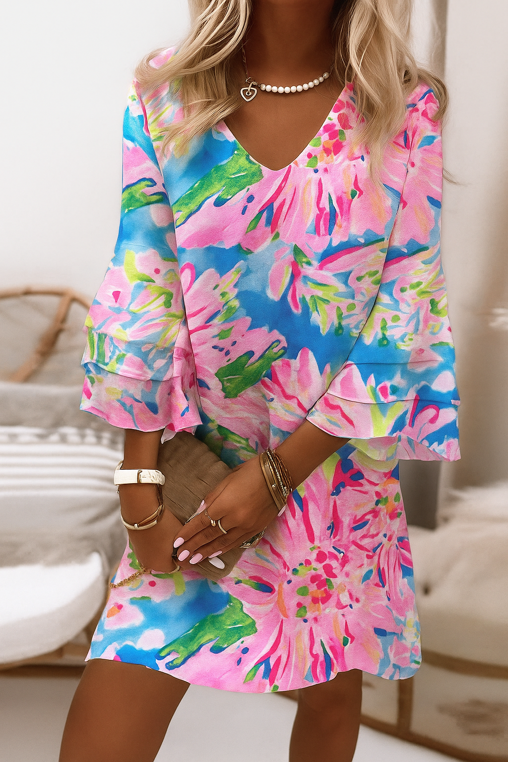 Veradis – Women's Mini Dress with Bell Sleeves