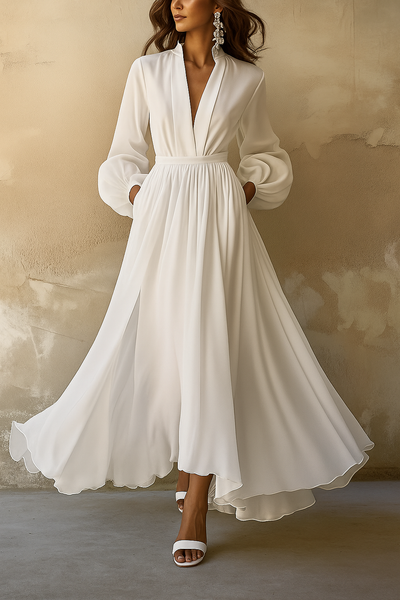 Cybele – Vintage-Inspired V-Neck Maxi Dress