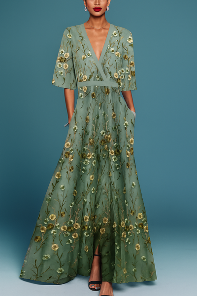 Tatiana – Belted V-Neck Maxi Dress