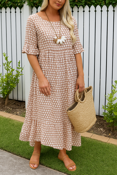 Lorena – Casual Chic Ruffle Sleeve Midi Dress