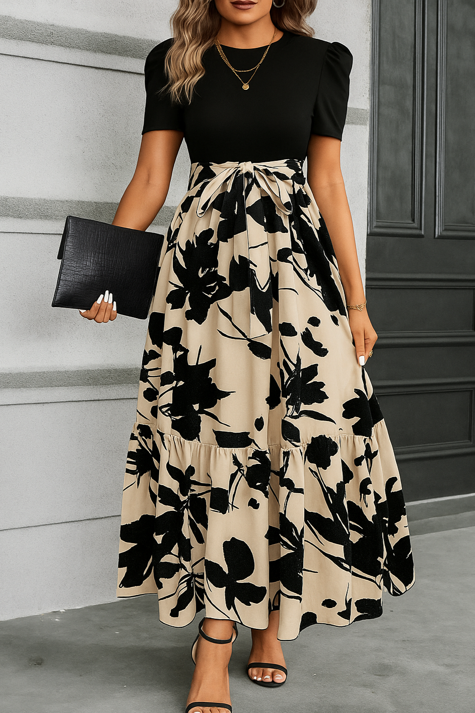 Mireille – High-Waist Dress with Ruffle Hem