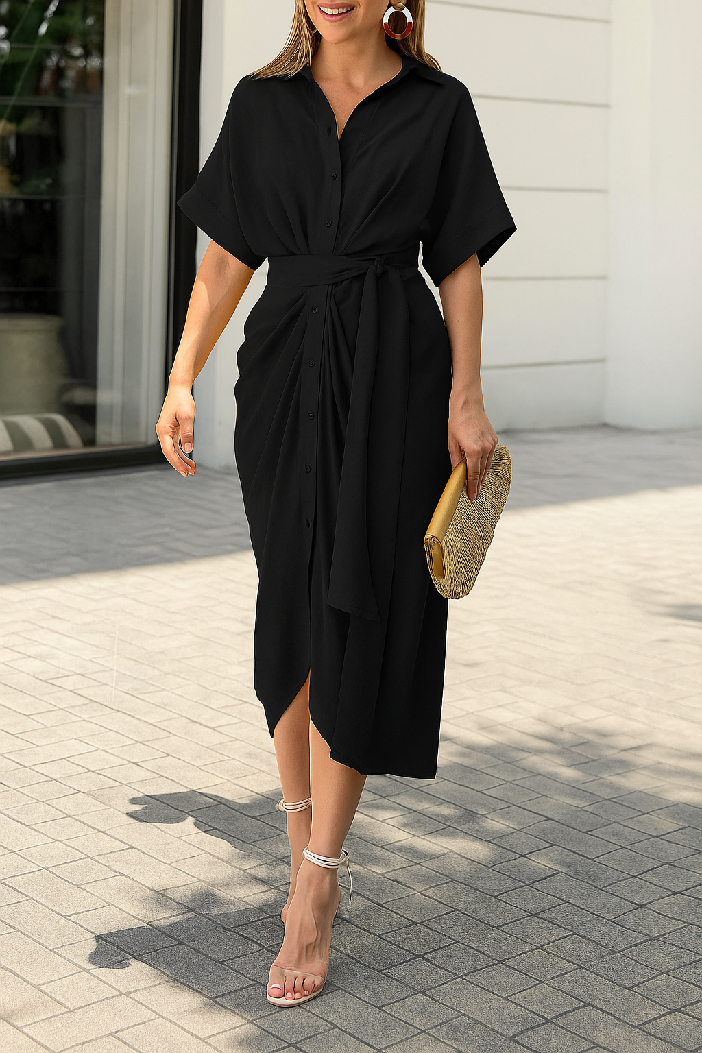 Greer – High-Waist Flounce Collar Dress