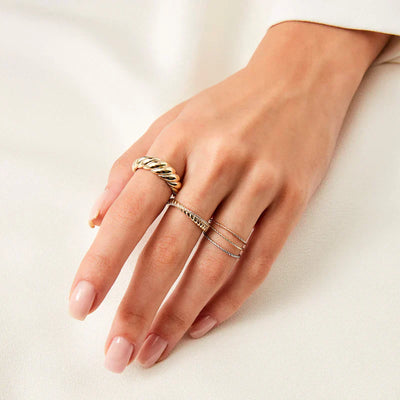 14K Gold Crest Ring That Embodies Bold Sophistication & Frames Your Hand in Luxury