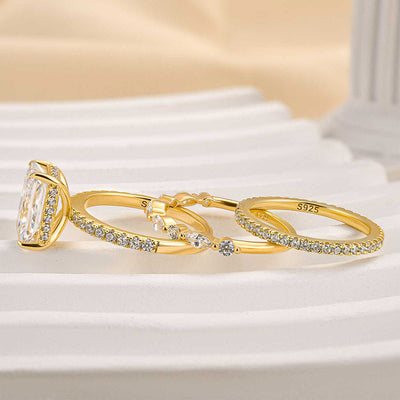 18K Gold 3PC Wedding Ring Set That Celebrates Your Love in Style