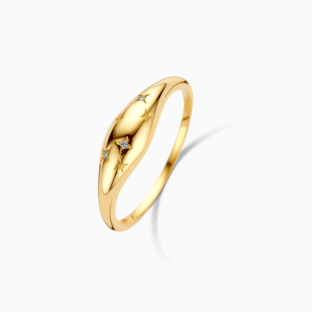 14K Gold Diamond Dome Ring That Radiate Your Understated Glamour