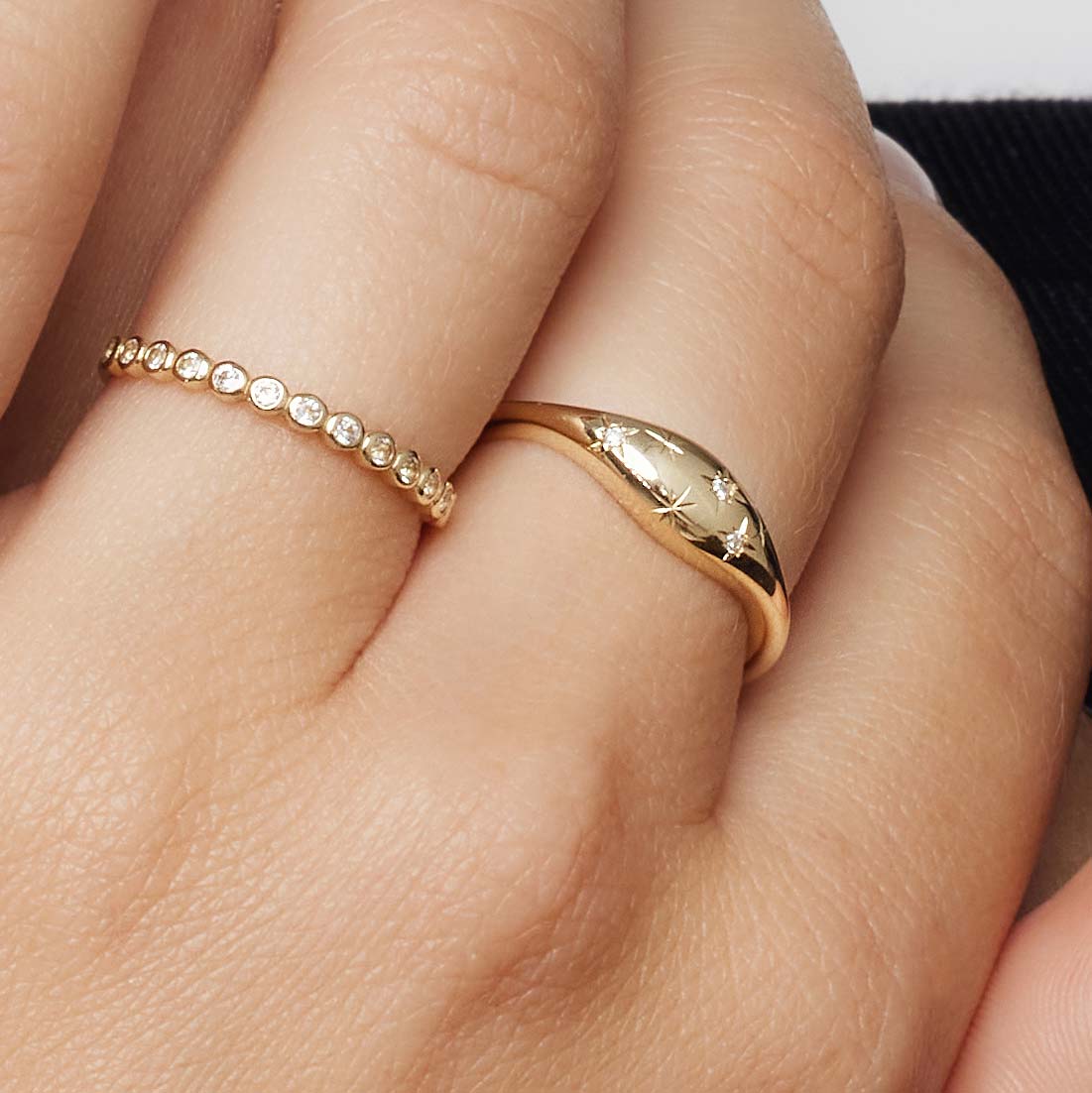 14K Gold Diamond Dome Ring That Radiate Your Understated Glamour