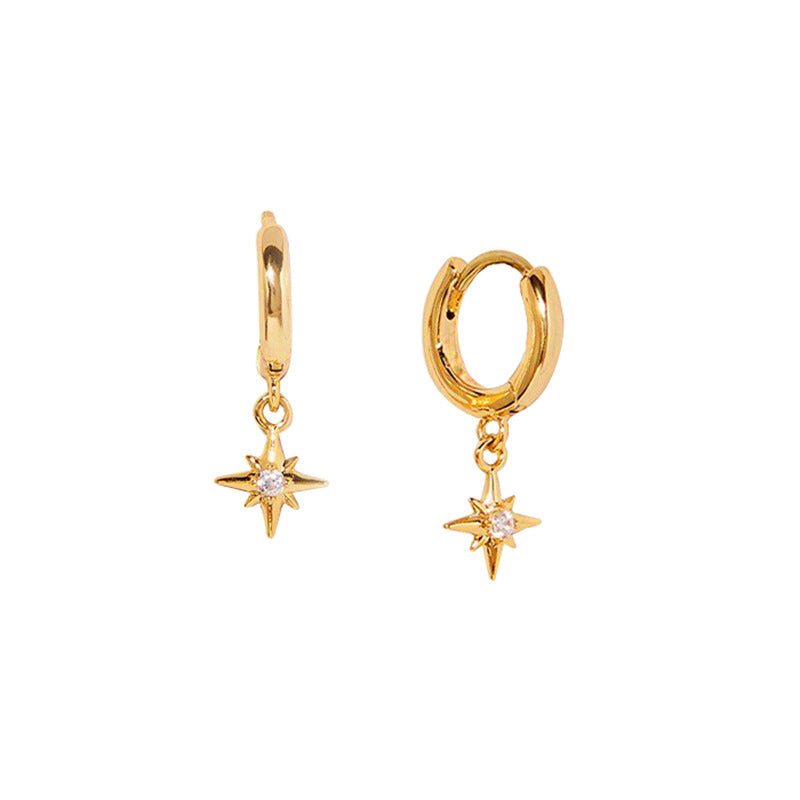 18K Gold Star Hoop Earrings That Capture the Allure of the Night Sky