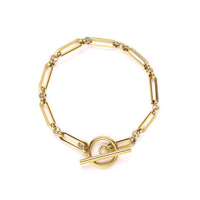 16K Gold Link T-Bar Bracelet That Adorns Your Wrist With Luxury & Captures Understated Glamour