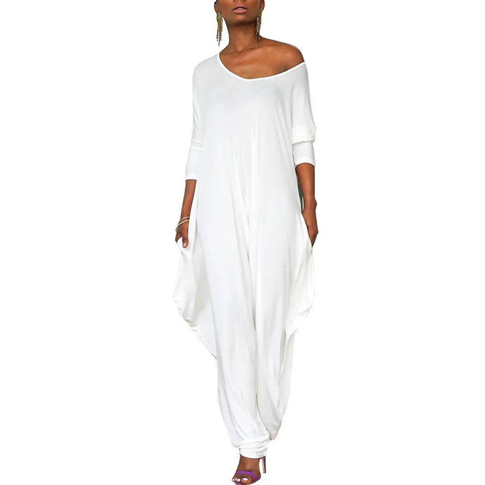 Isleen - Asymmetrical Off-Shoulder Jumpsuit with Tapered Legs