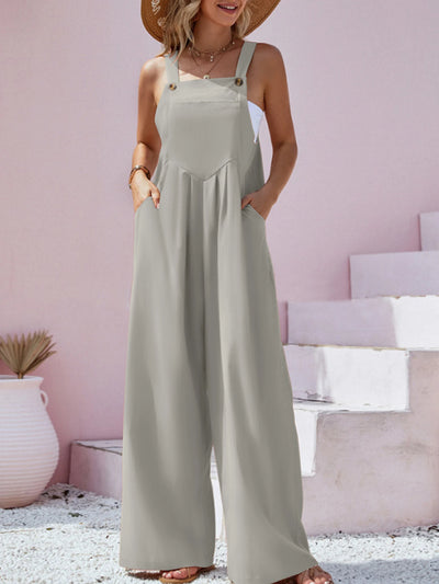 Heliane - Flowy Sleeveless Wide-Leg Jumpsuit with Spaghetti Straps