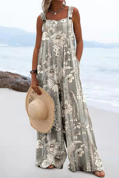 Diantha - Boho Wide-Leg Beach Jumpsuit with Bold Prints