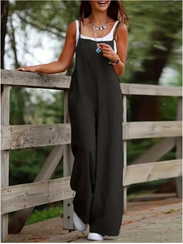 Nolana - Vintage-Inspired Loose Jumpsuit with Functional Pockets