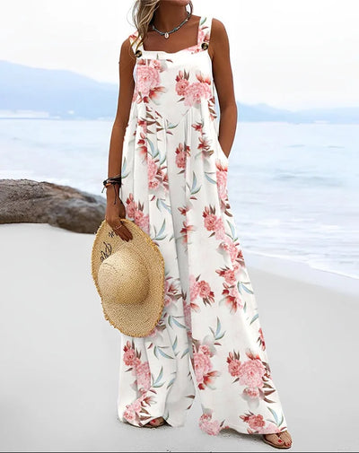 Diantha - Boho Wide-Leg Beach Jumpsuit with Bold Prints