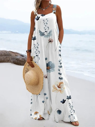 Diantha - Boho Wide-Leg Beach Jumpsuit with Bold Prints