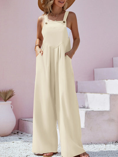 Heliane - Flowy Sleeveless Wide-Leg Jumpsuit with Spaghetti Straps